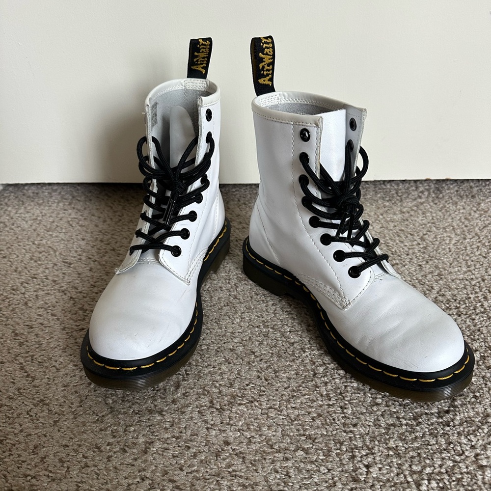 Dr. Martens White Leather Boots